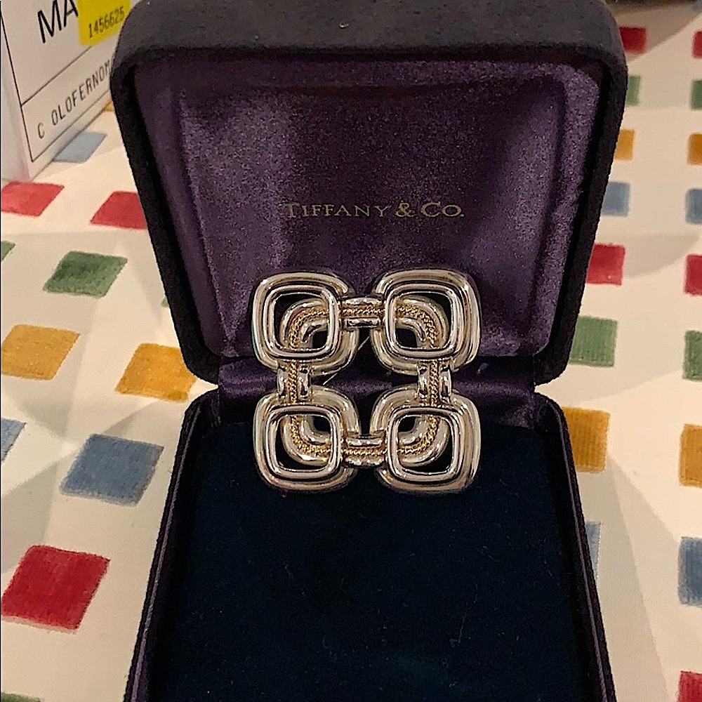 Tiffany sterling and gold pin
